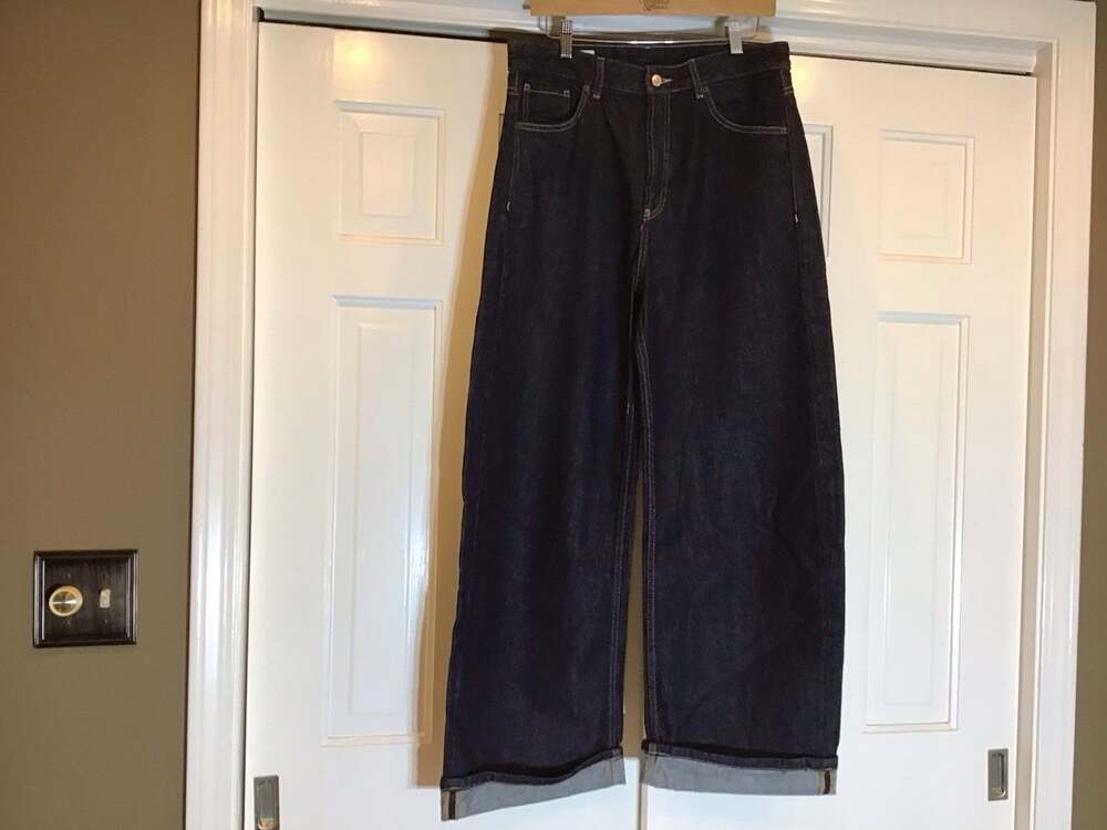 Zara Baggy Wide Leg Jean Women 6/32x29 Barrel High Rise Dark Wash Denim Y2K